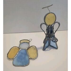 Vintage Stained Glass Angels A Set Of 2